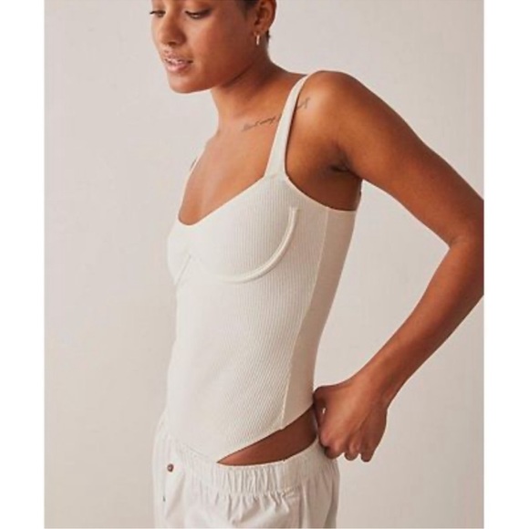 Free People Tops - Free People In The City Underwire Bodysuit Cream Size XL NWOT